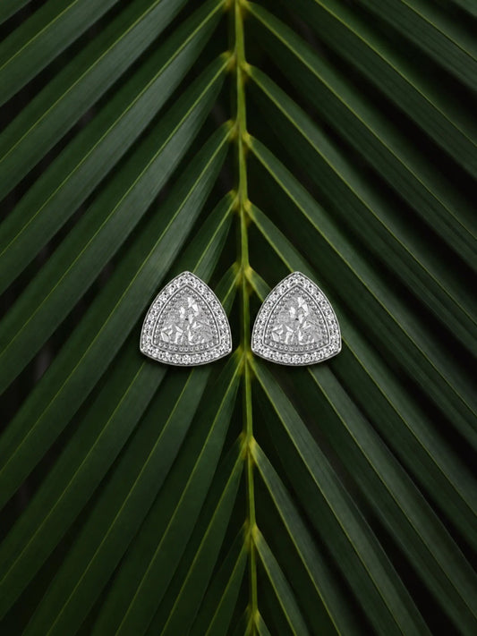 Triangular Filigree Halo Stud Earrings