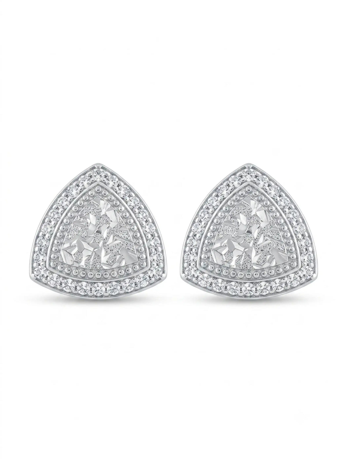 Triangular Filigree Halo Stud Earrings