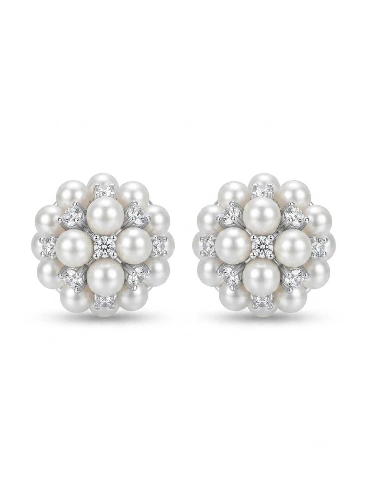 Ivory Orb Cluster Stud Earrings
