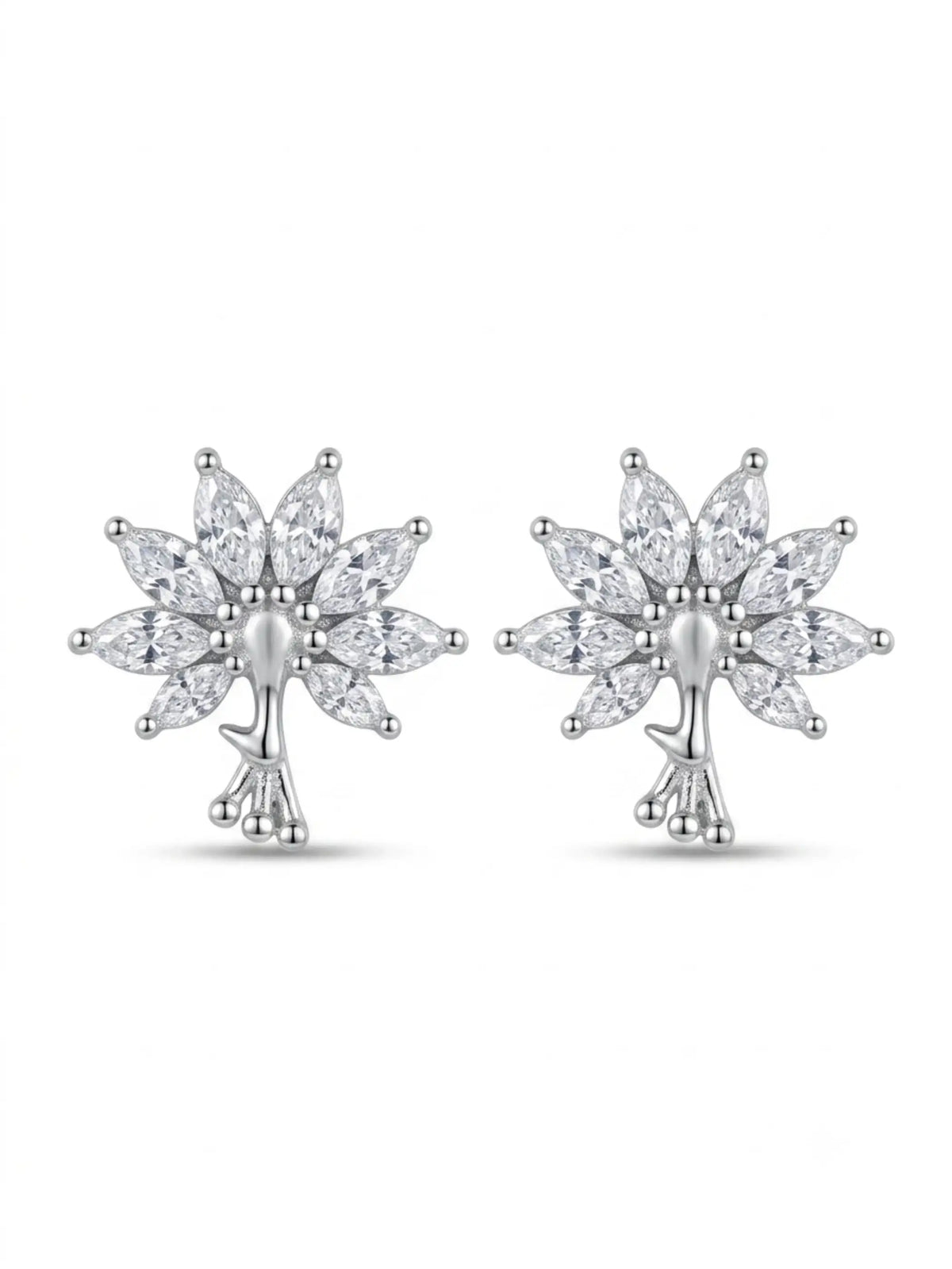 Marquise Fan Botanical Stud Earrings
