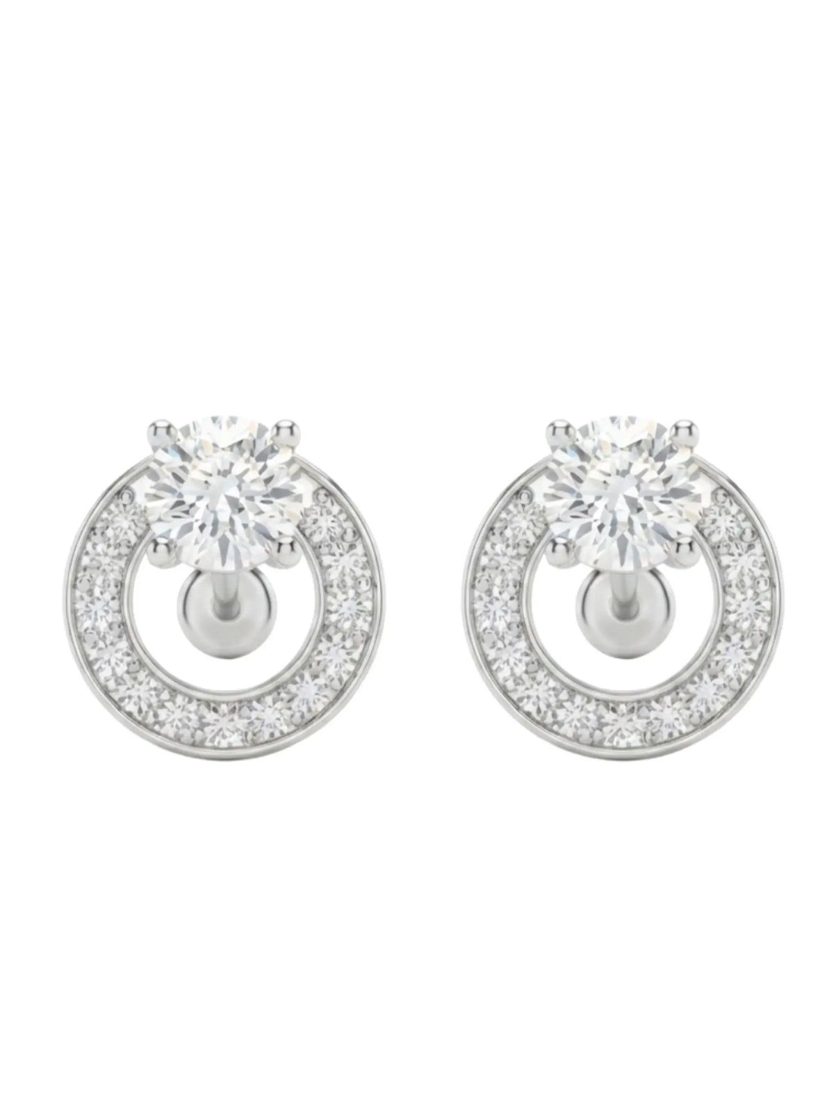 Orbit Halo Clear Stone Stud Earrings