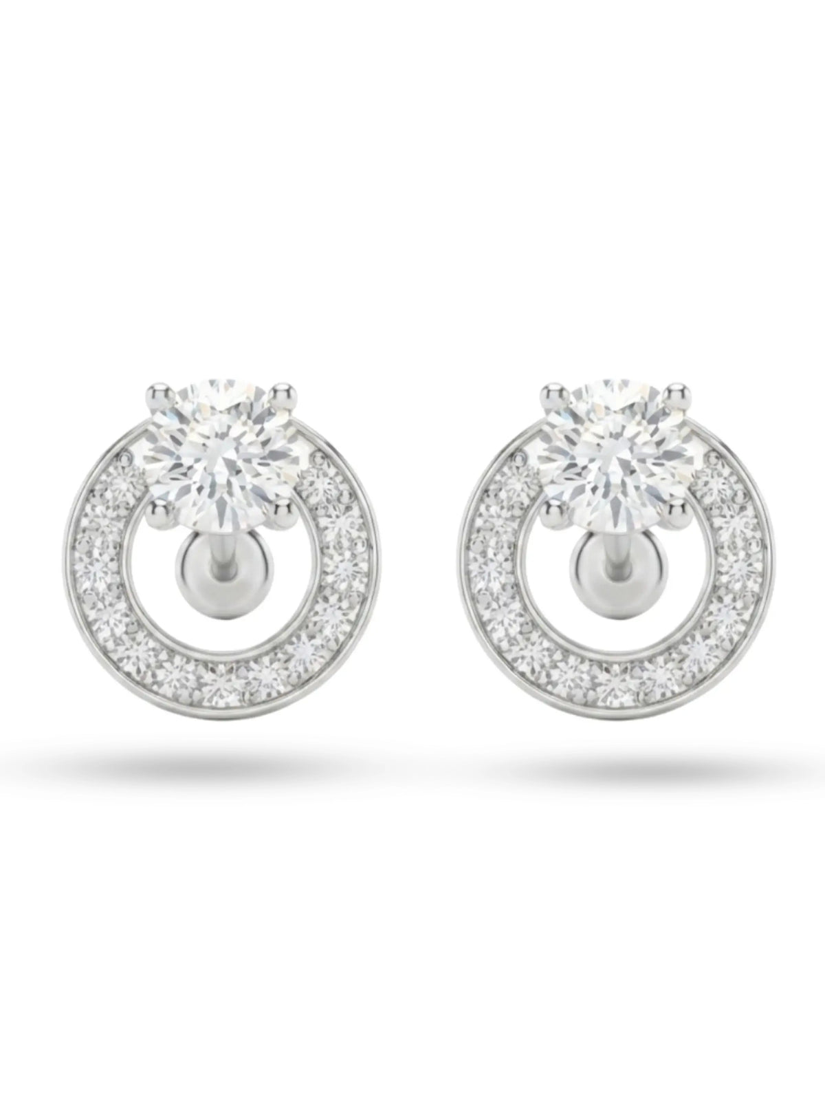 Orbit Halo Clear Stone Stud Earrings