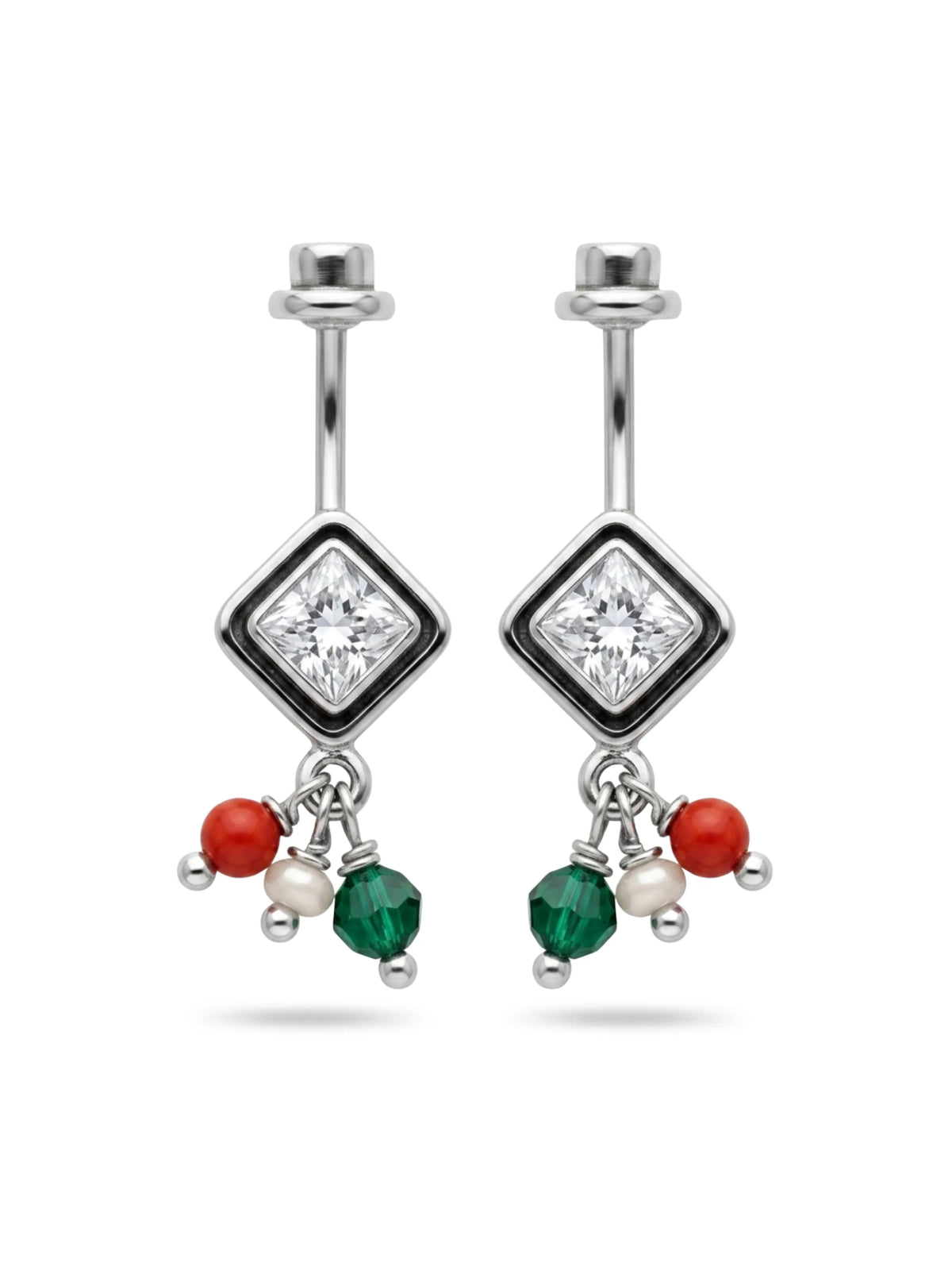 Multicolour Diamond Oxidised Drop Bugadi