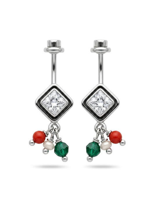 Multicolour Diamond Oxidised Drop Bugadi