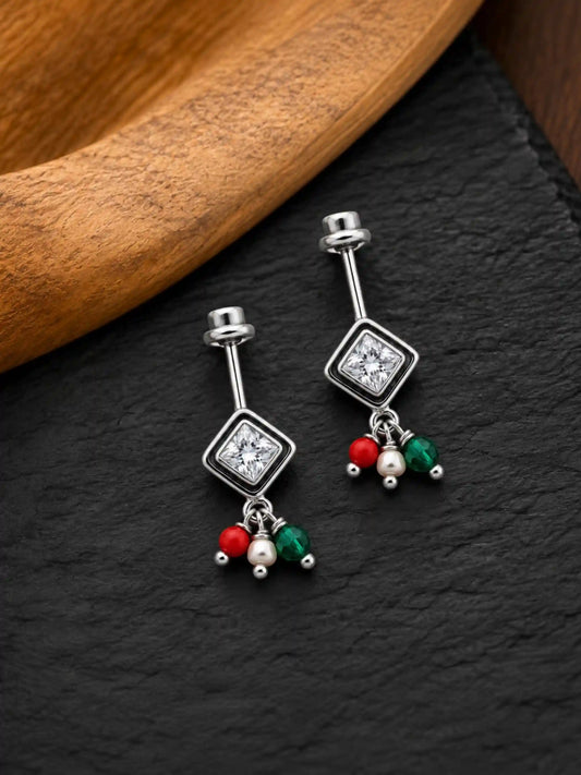 Multicolour Diamond Oxidised Drop Bugadi