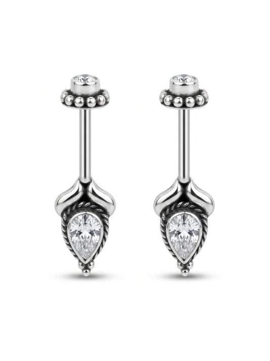 Clear Teardrop Oxidised Rope Bugadi