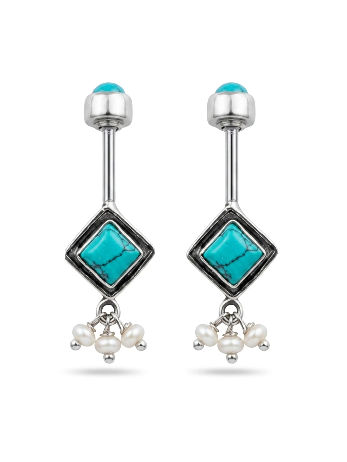 Turquoise Diamond Oxidised Drop Bugadi
