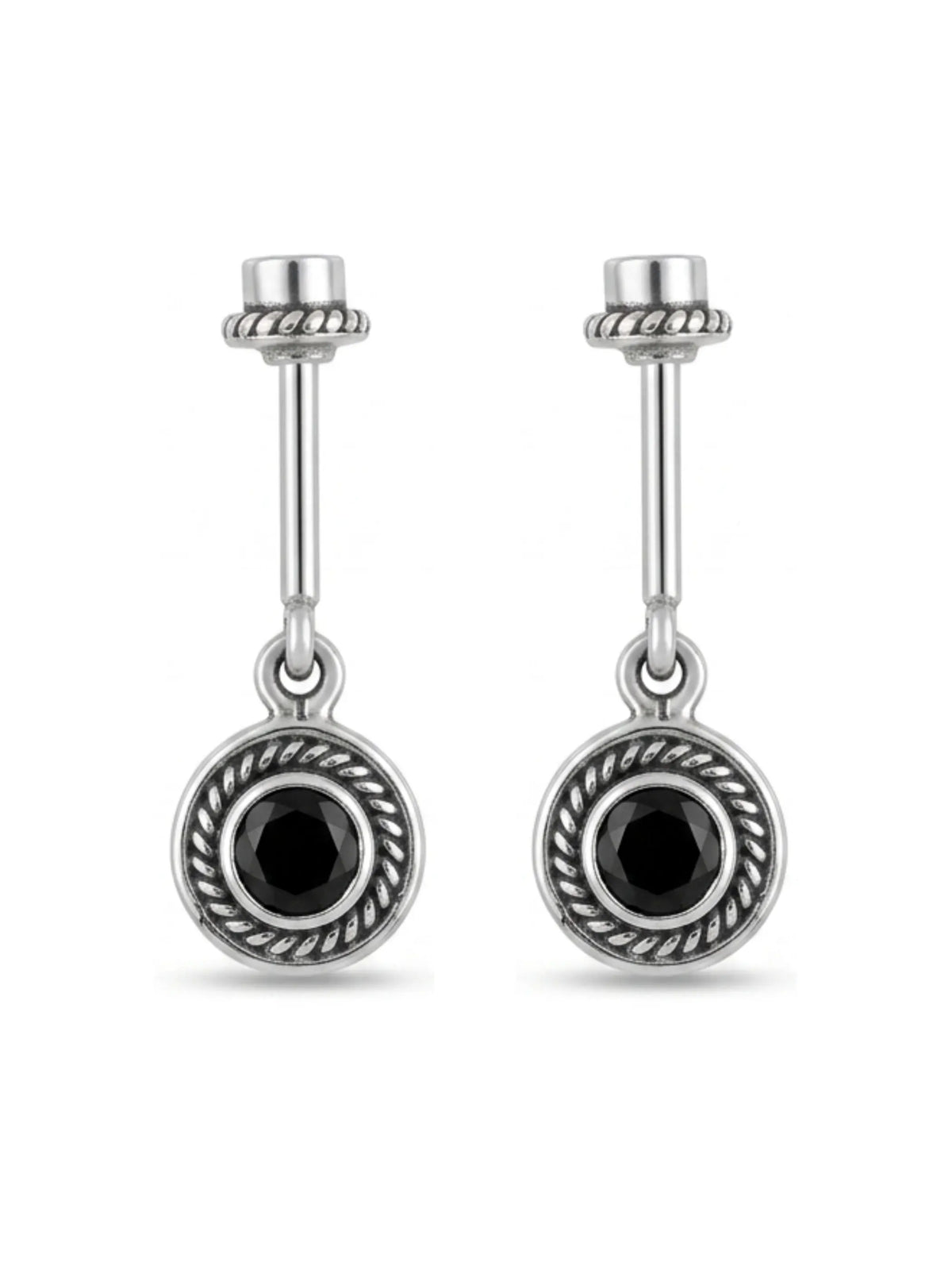 Black Round Oxidised Medallion Bugadi