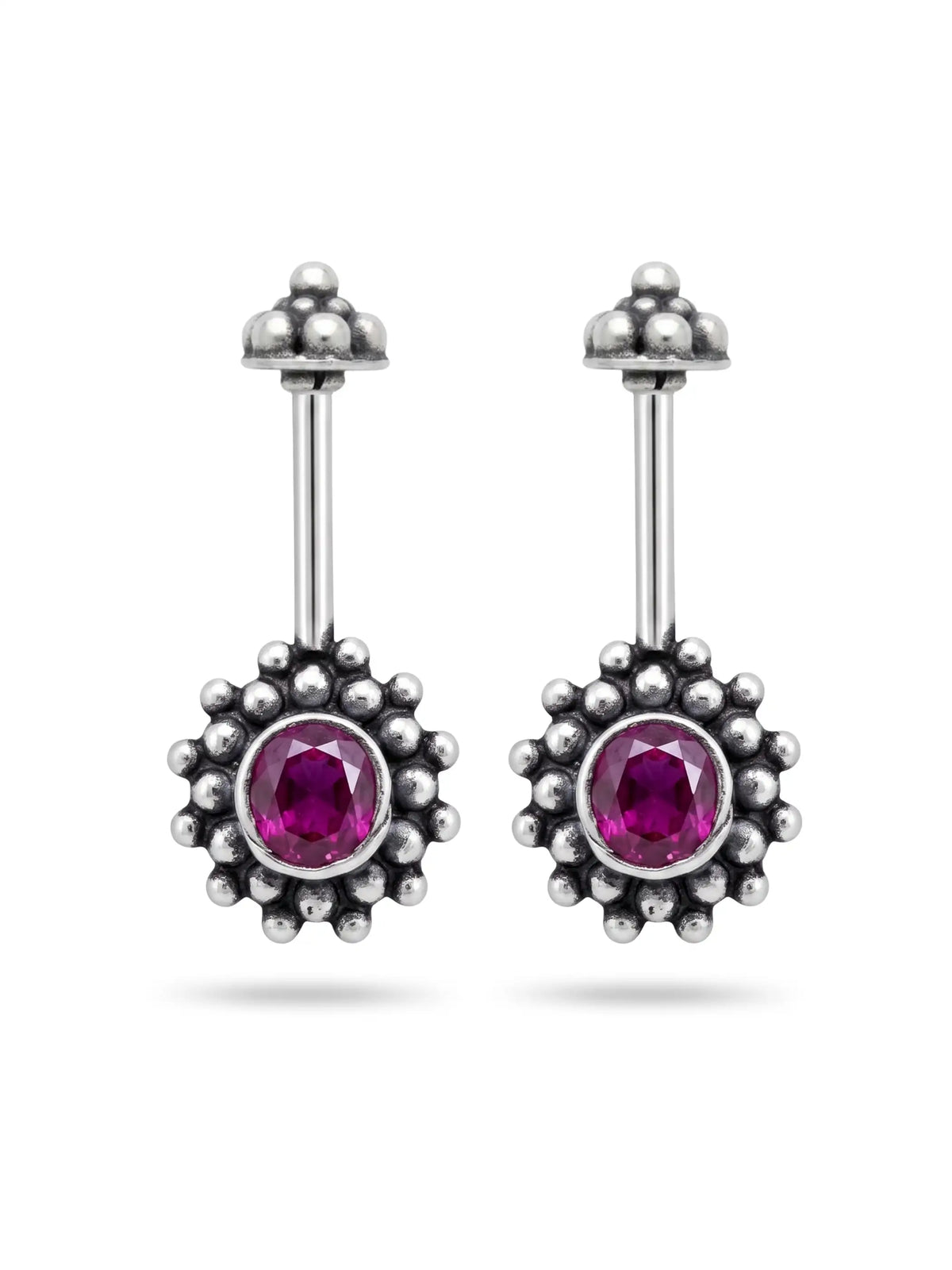 Magenta Oxidised Sunburst Medallion Bugadi