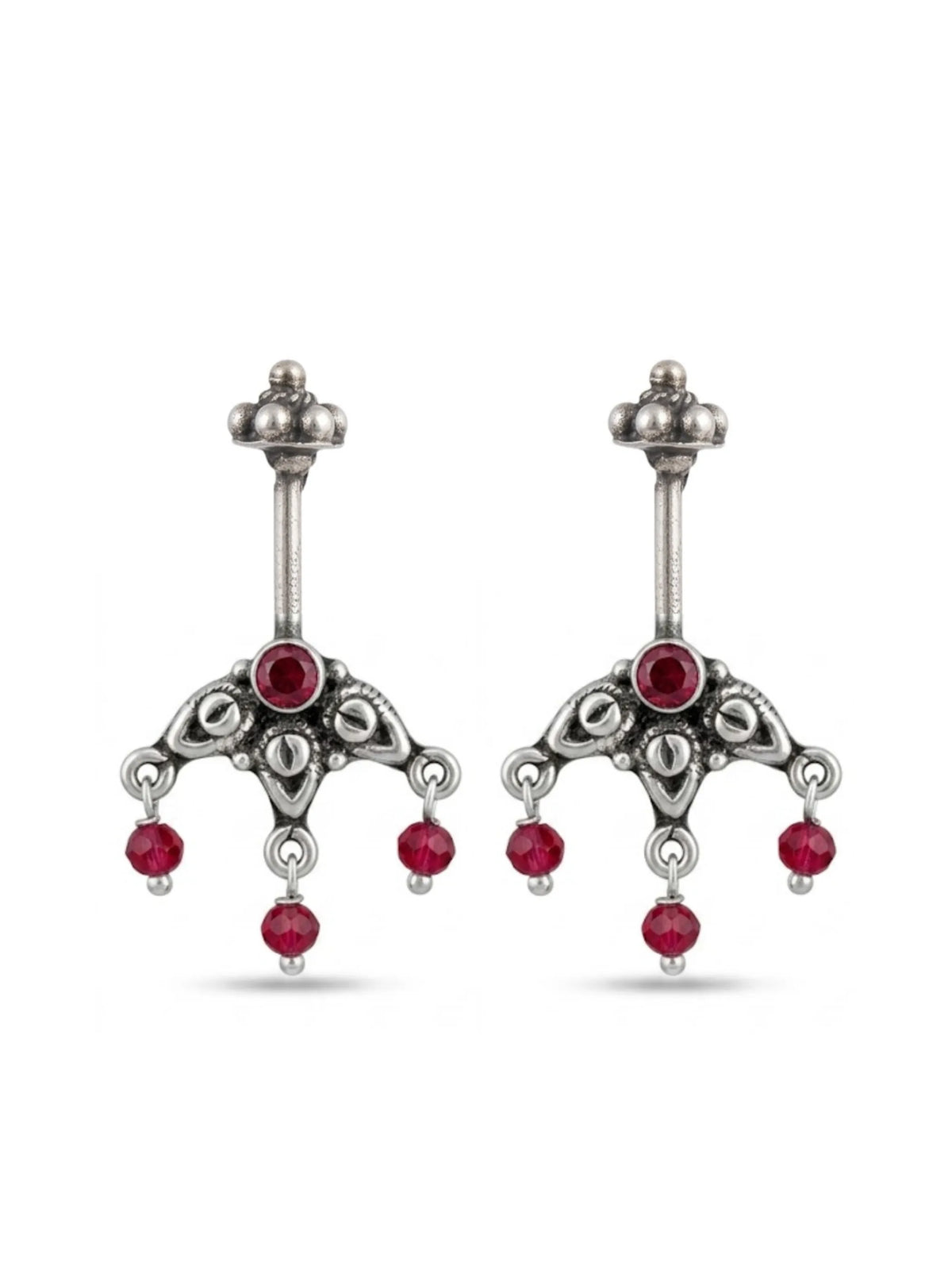 Red Arched Oxidised Drop Bugadi