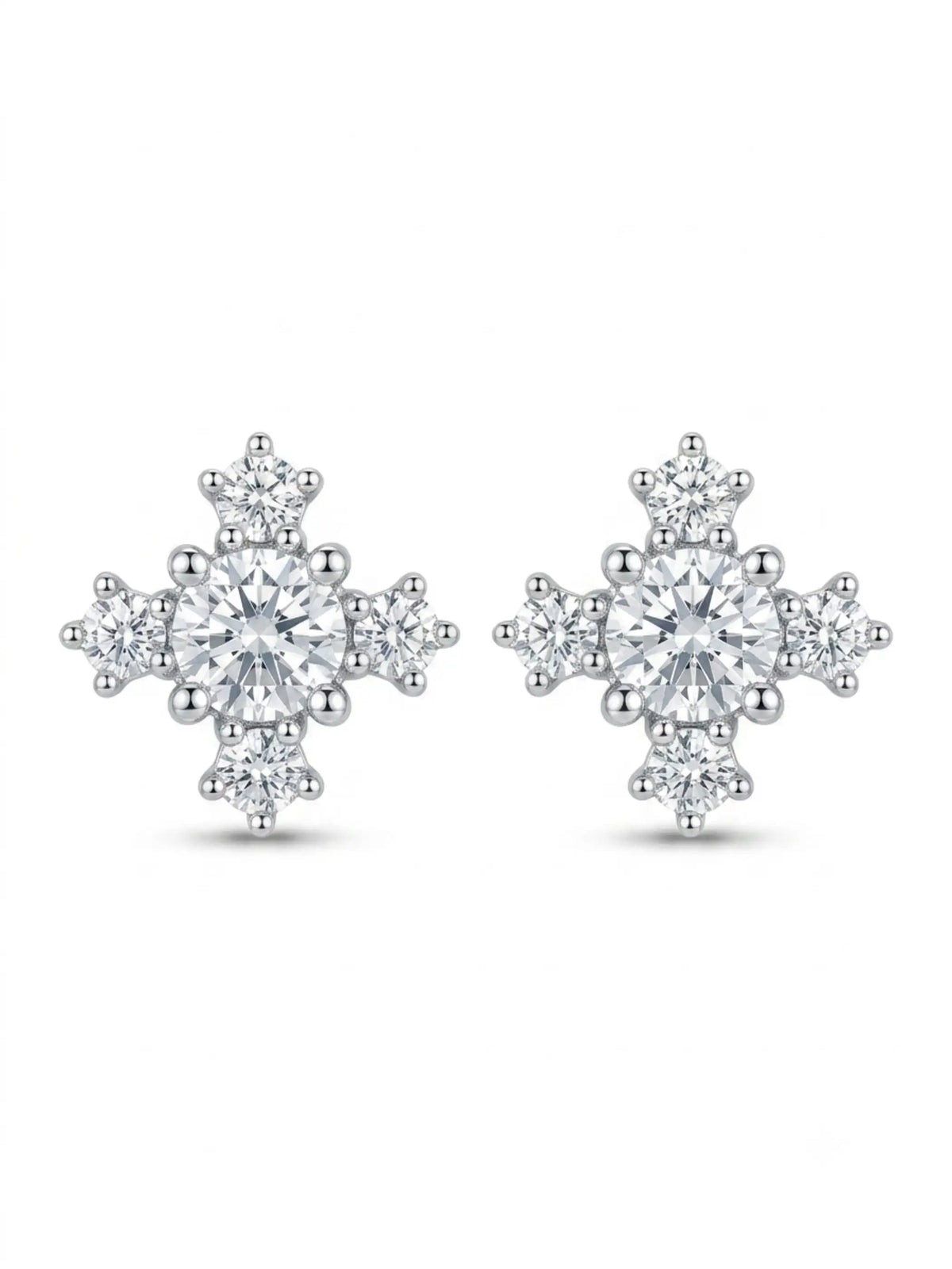 Radiant Cross Clear-Stone Stud Earrings