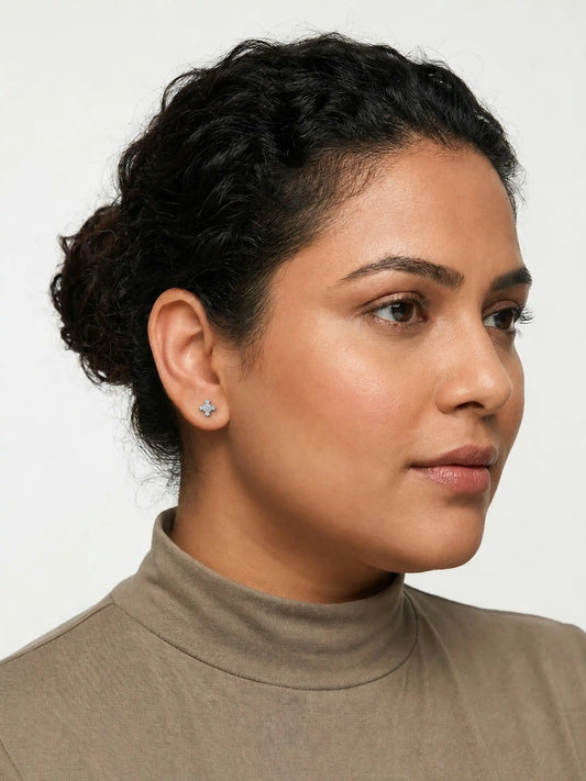 Radiant Cross Clear-Stone Stud Earrings