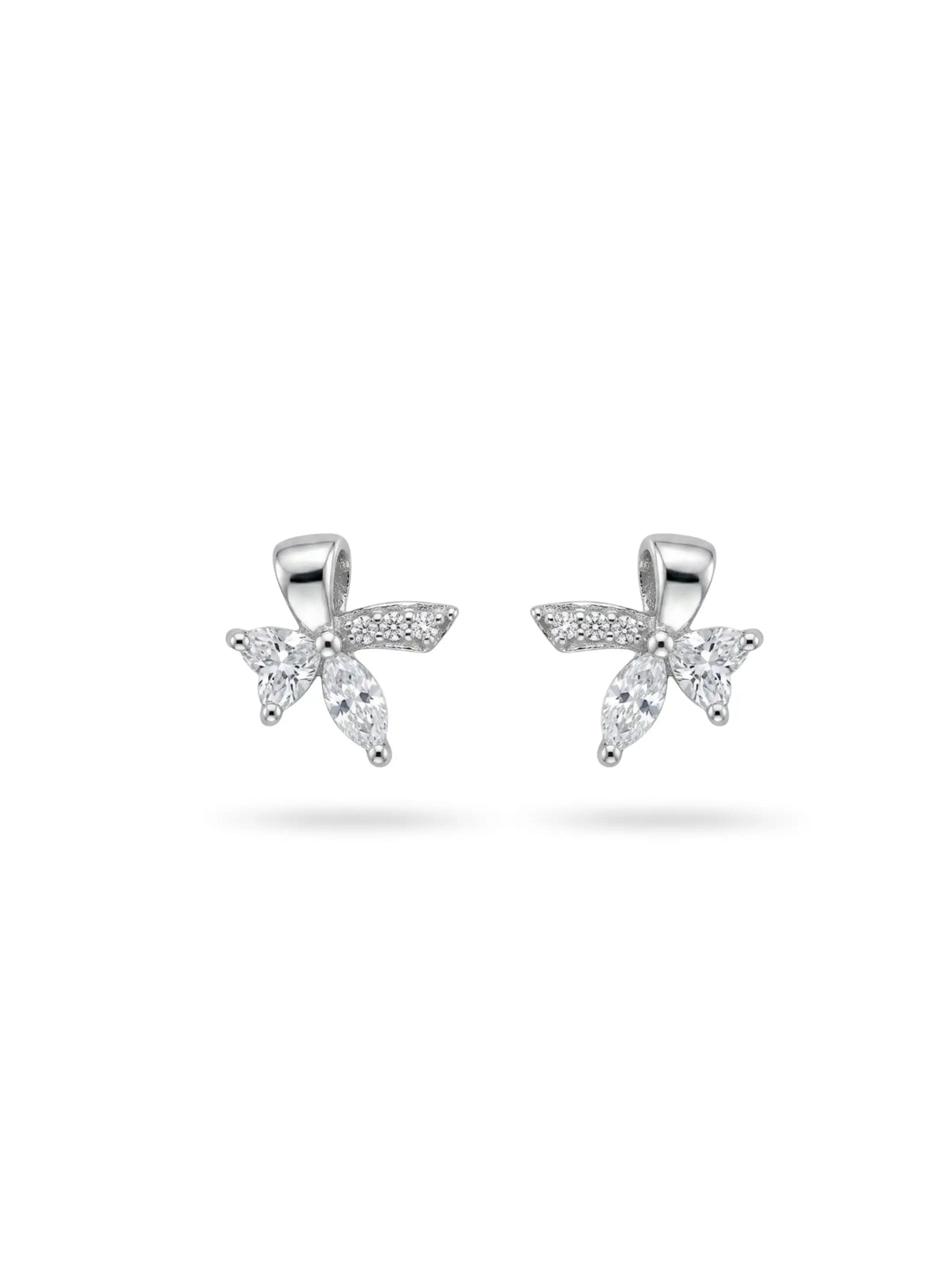 Knotted Leaf Clear-Stone Stud Earrings