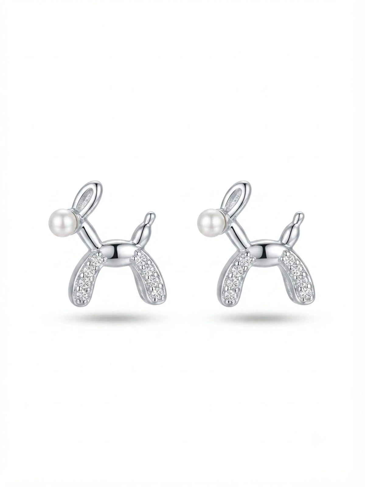 Ivory Orb Balloon Dog Stud Earrings