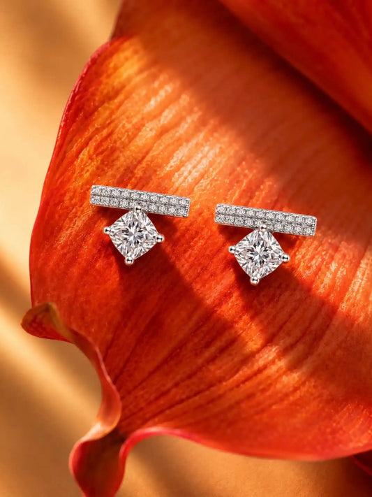 Linear Cushion Drop Stud Earrings