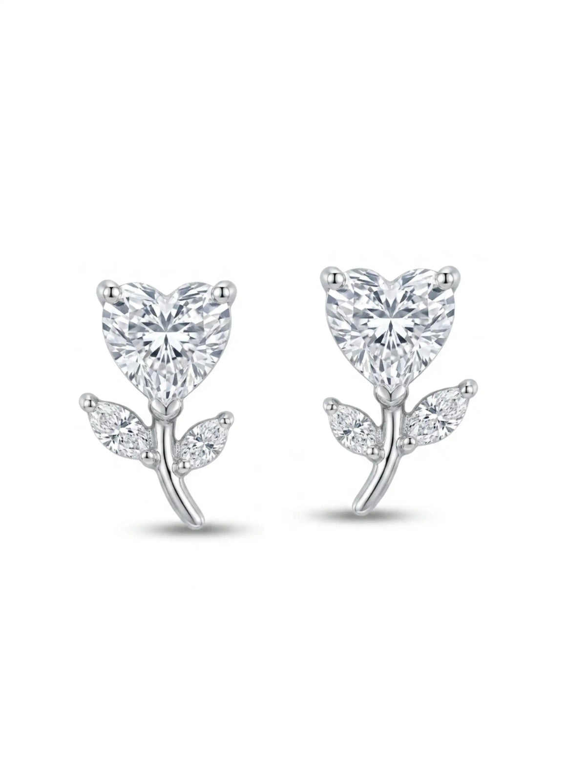 Heart Bloom Leaf Stud Earrings