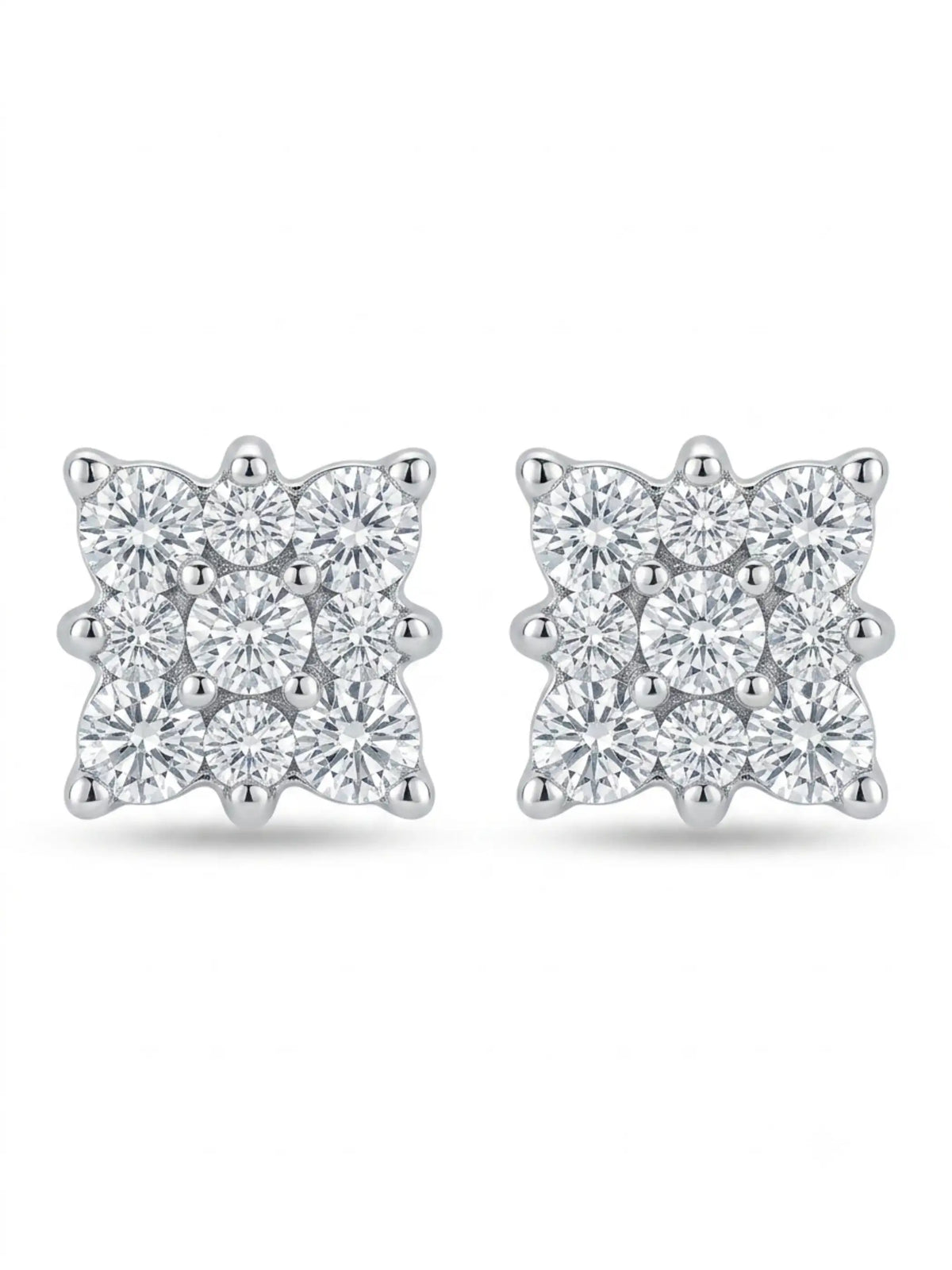 Nine Stone Grid Stud Earrings