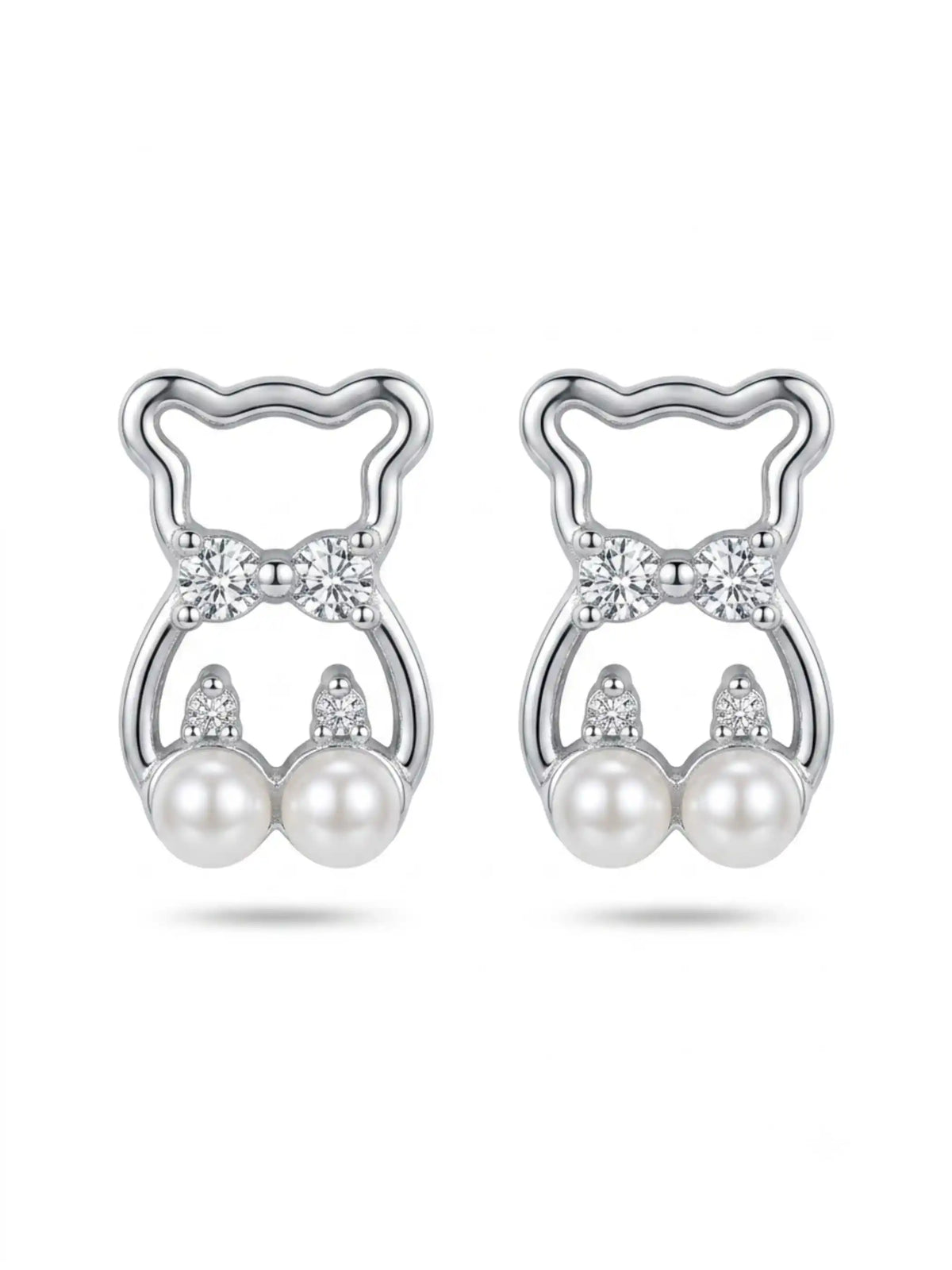 Ivory Bead Teddy Stud Earrings