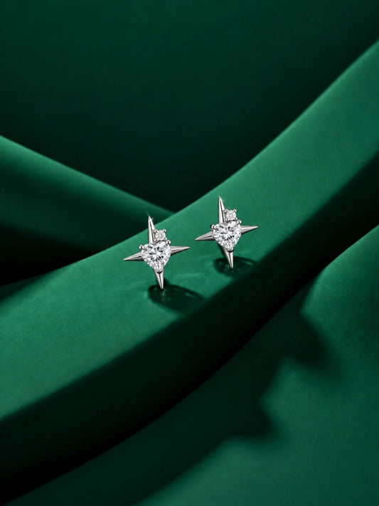 Heart-Centred Compass Stud Earrings