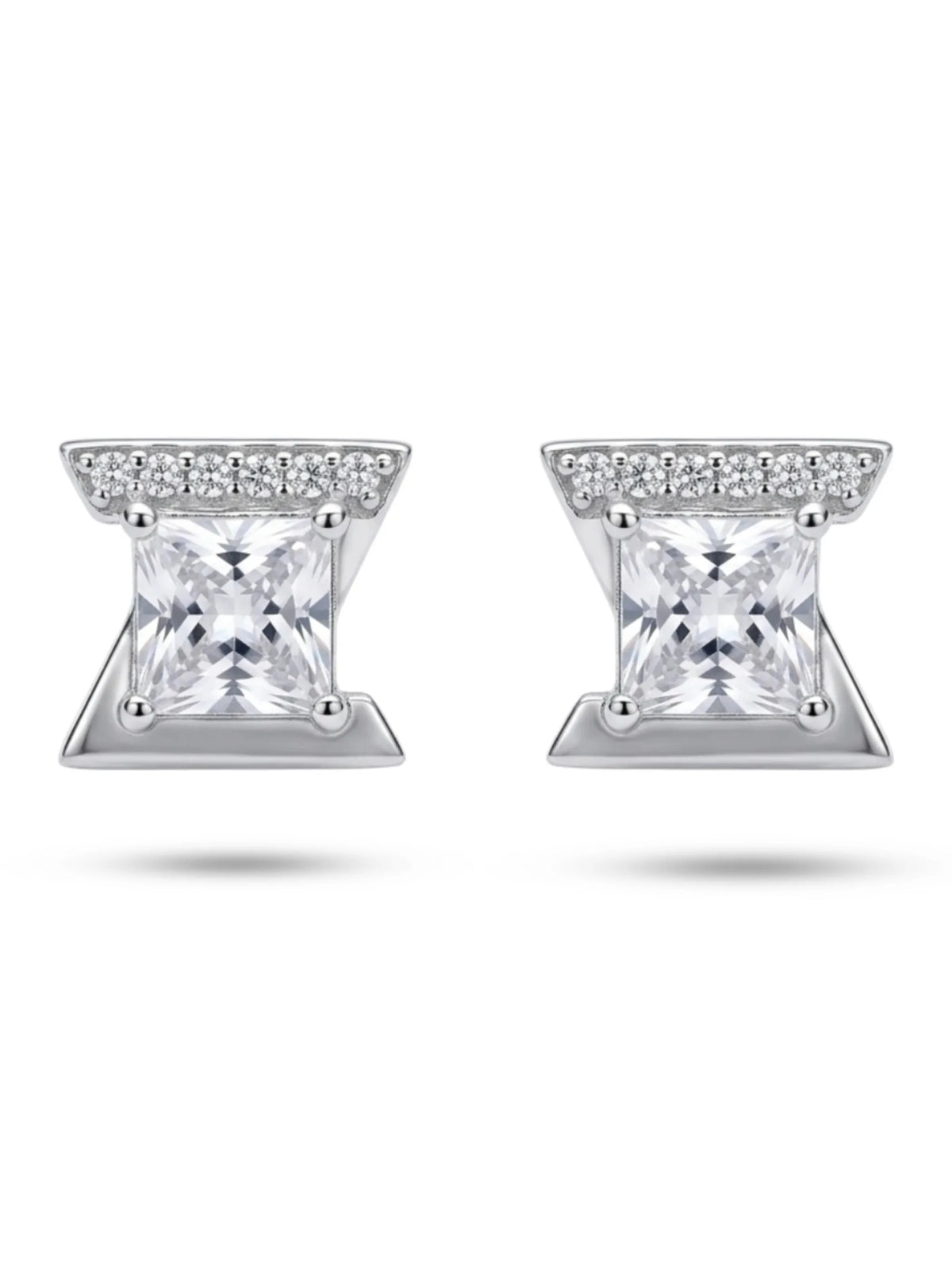 Angular Square Stone Stud Earrings