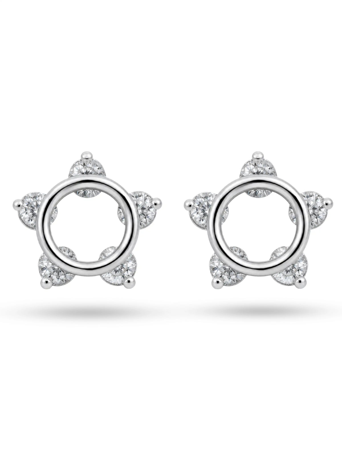 Open Circle Clear Stone Stud Earrings