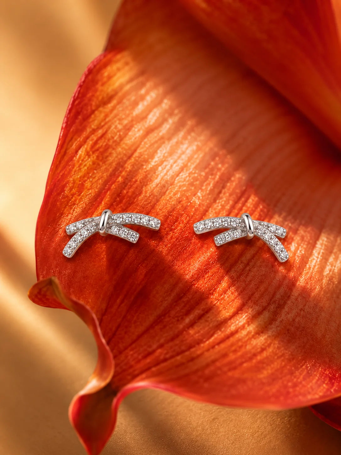 Crossed Ribbon Stud Earrings