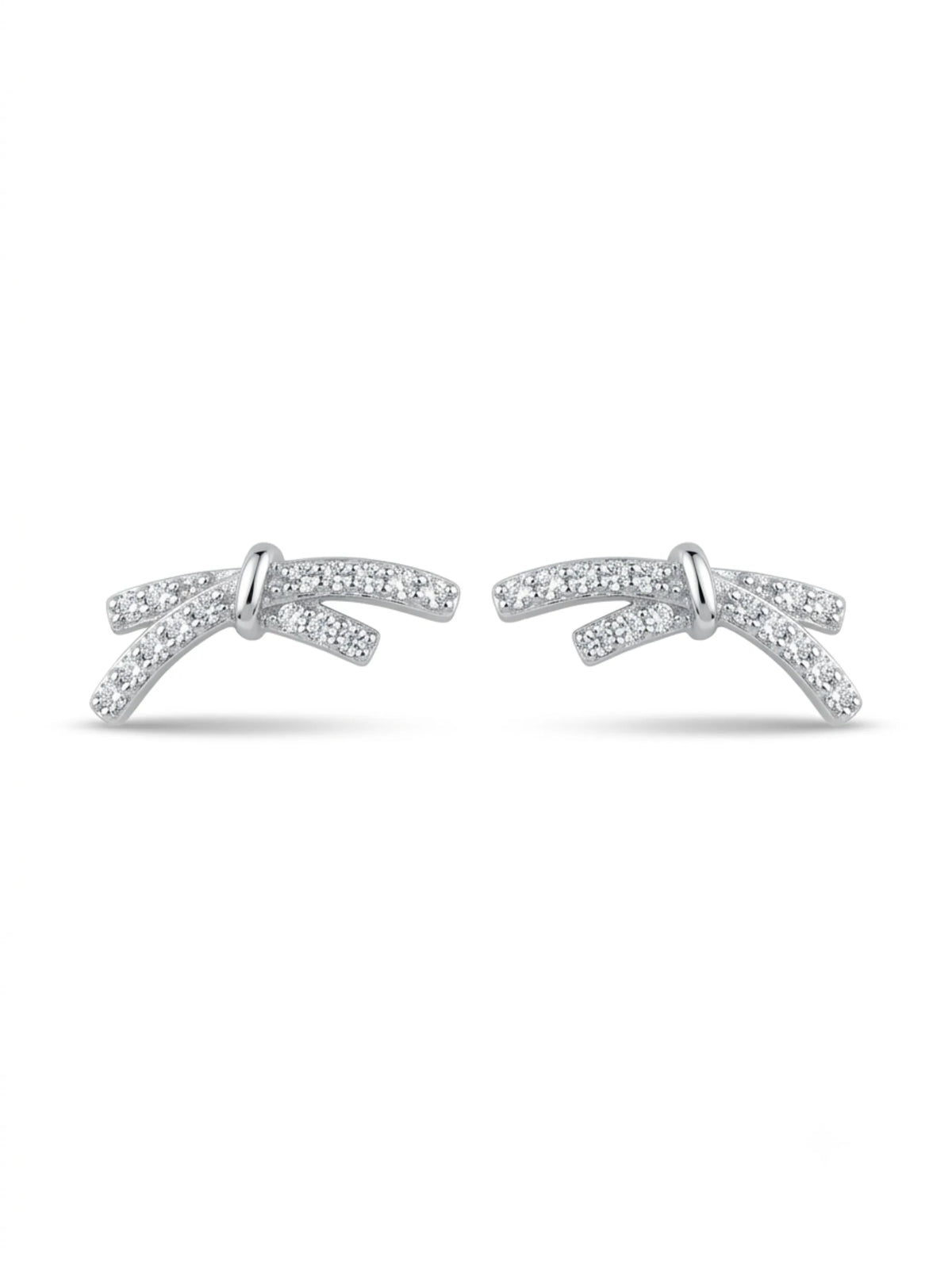 Crossed Ribbon Stud Earrings