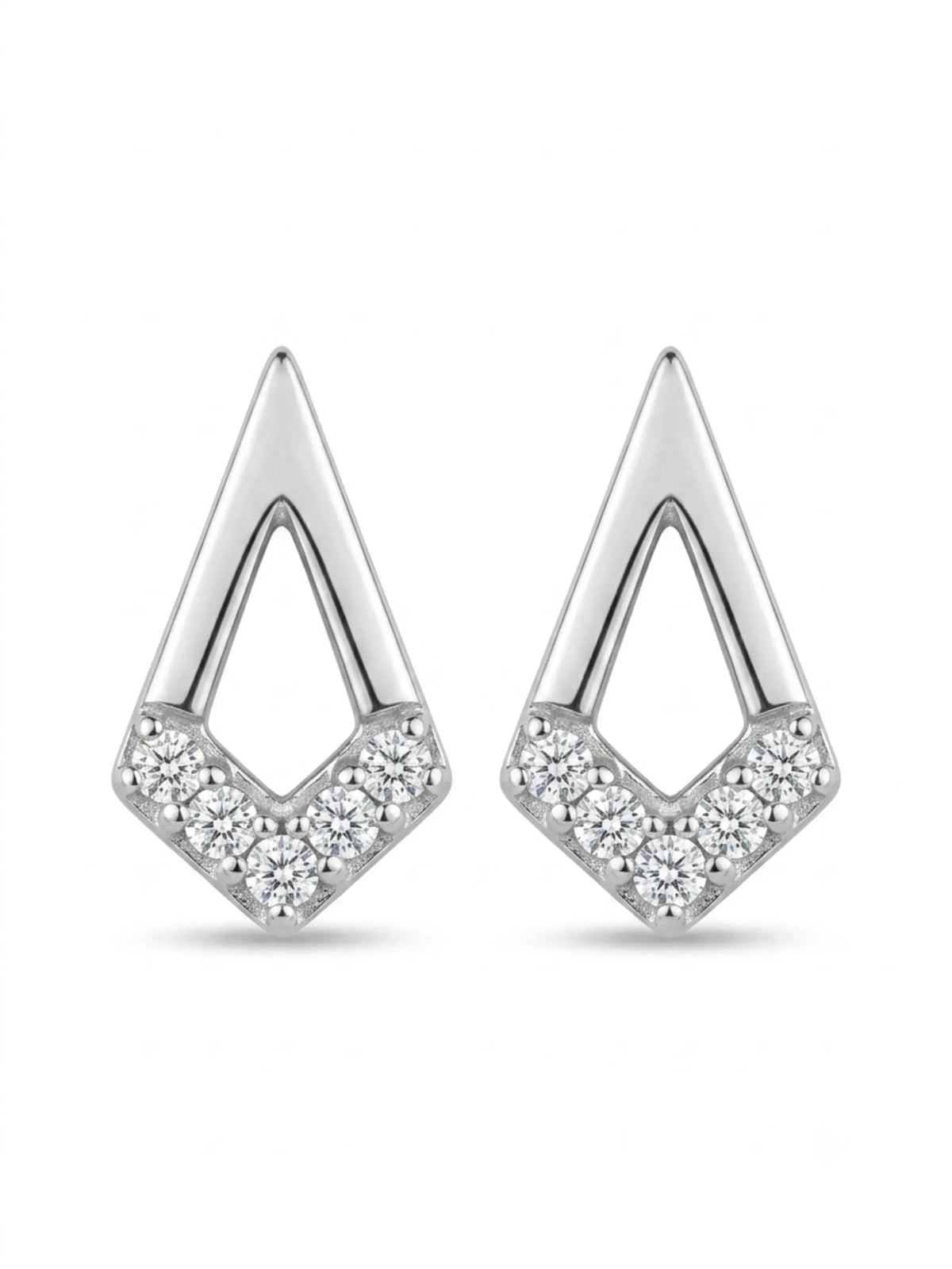 Open Kite Clear-Stone Stud Earrings