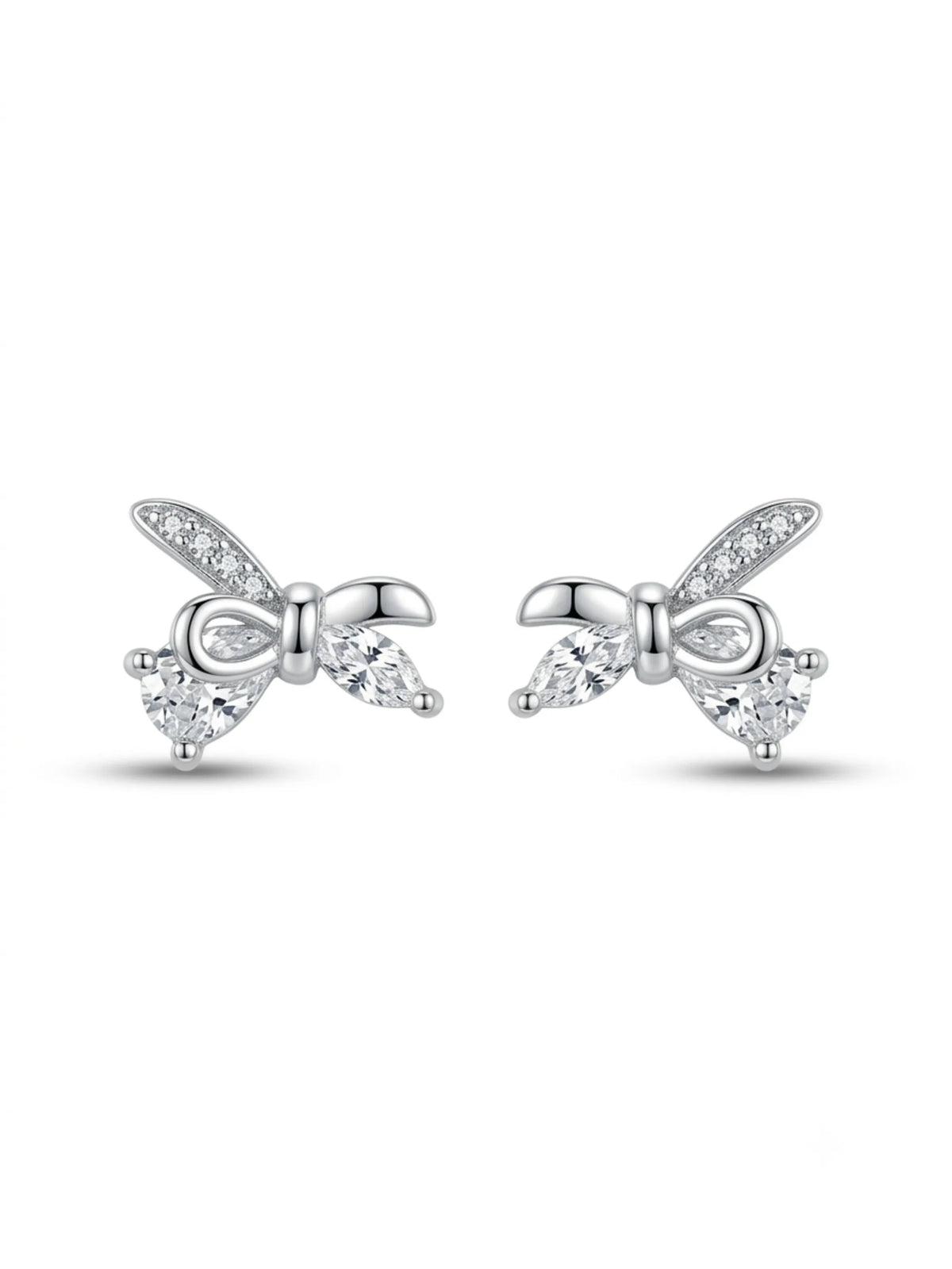 Mixed-Loop Bow Stud Earrings
