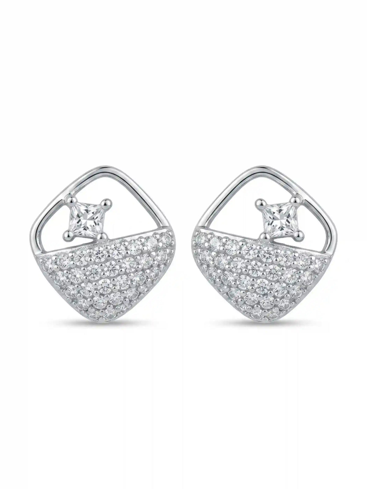 Shield Frame Halo Stud Earrings