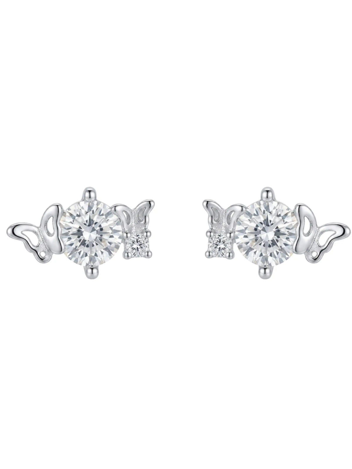 Butterfly Framed Solitaire Stud Earrings