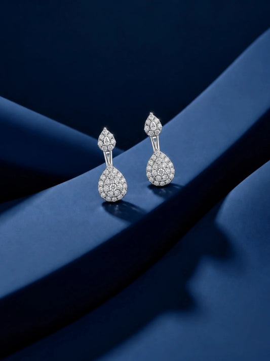 Teardrop Halo Ear Jacket Stud Earrings