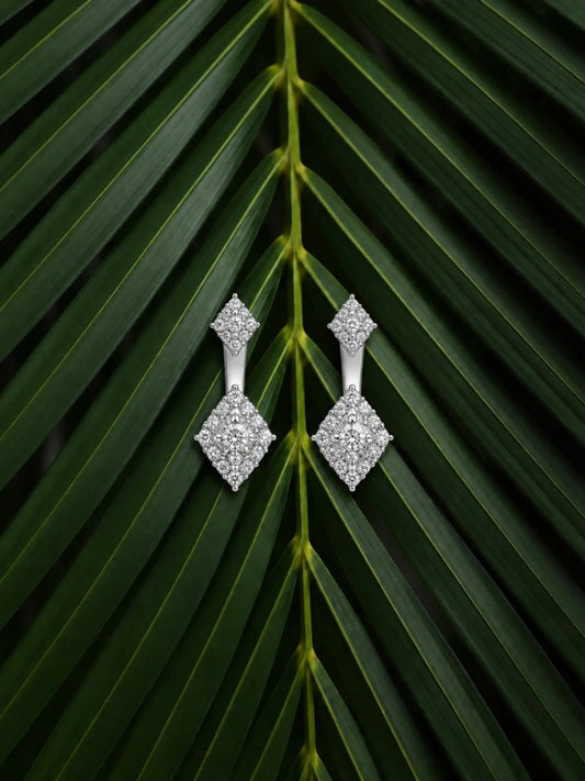 Diamond Halo Ear Jacket Stud Earrings