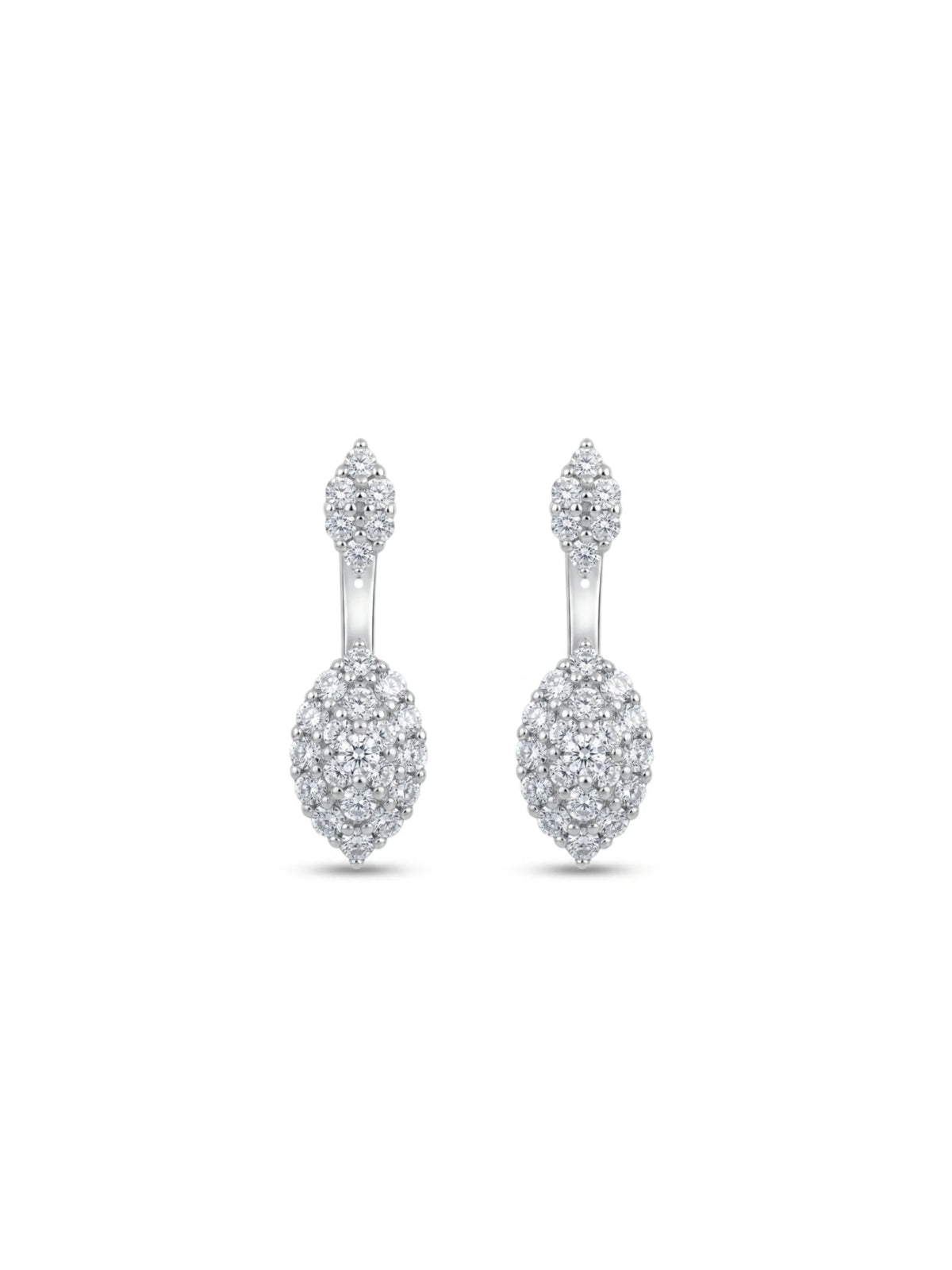 Oval Halo Ear Jacket Stud Earrings