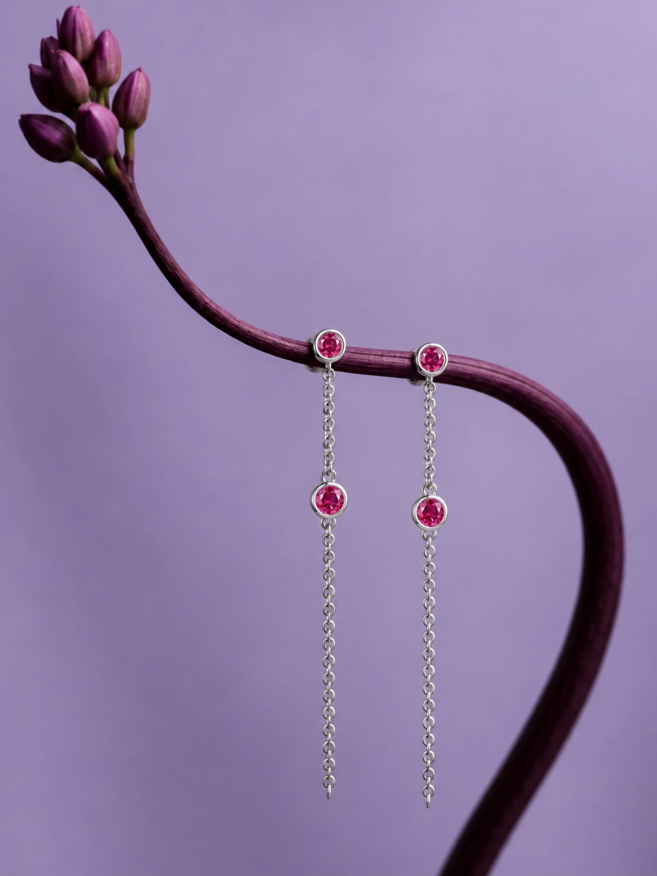 Pink Chain Drop Earrings
