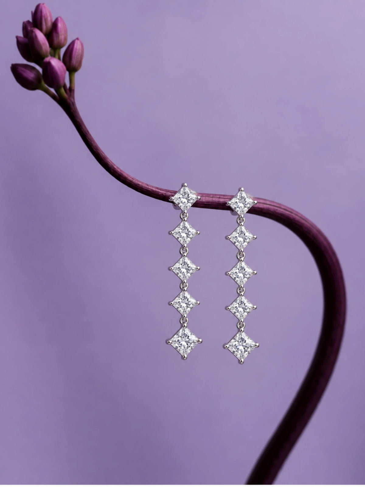 Graduated Square Drop Earrings