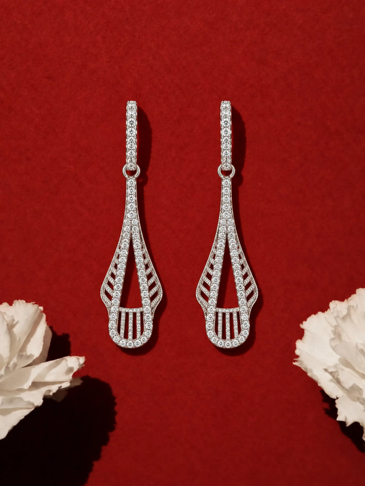 Clear-Stone Tapered Drop Earrings
