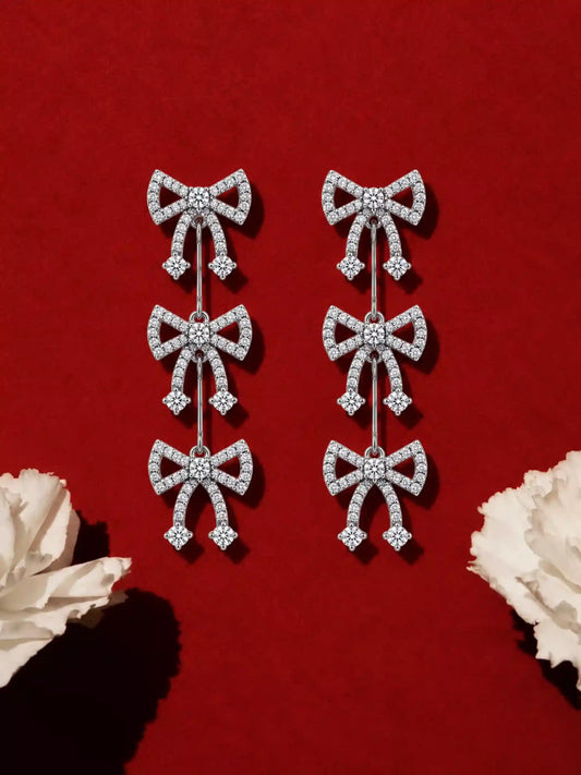 Triple Bow Drop Earrings