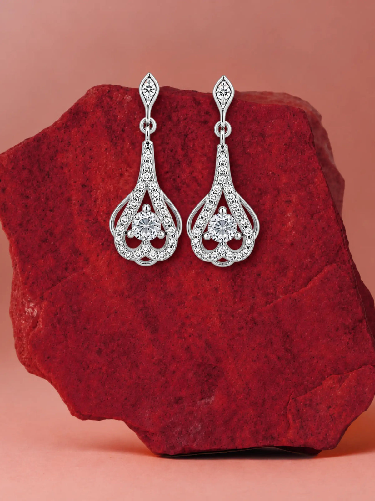 Open Heart Drop Earrings
