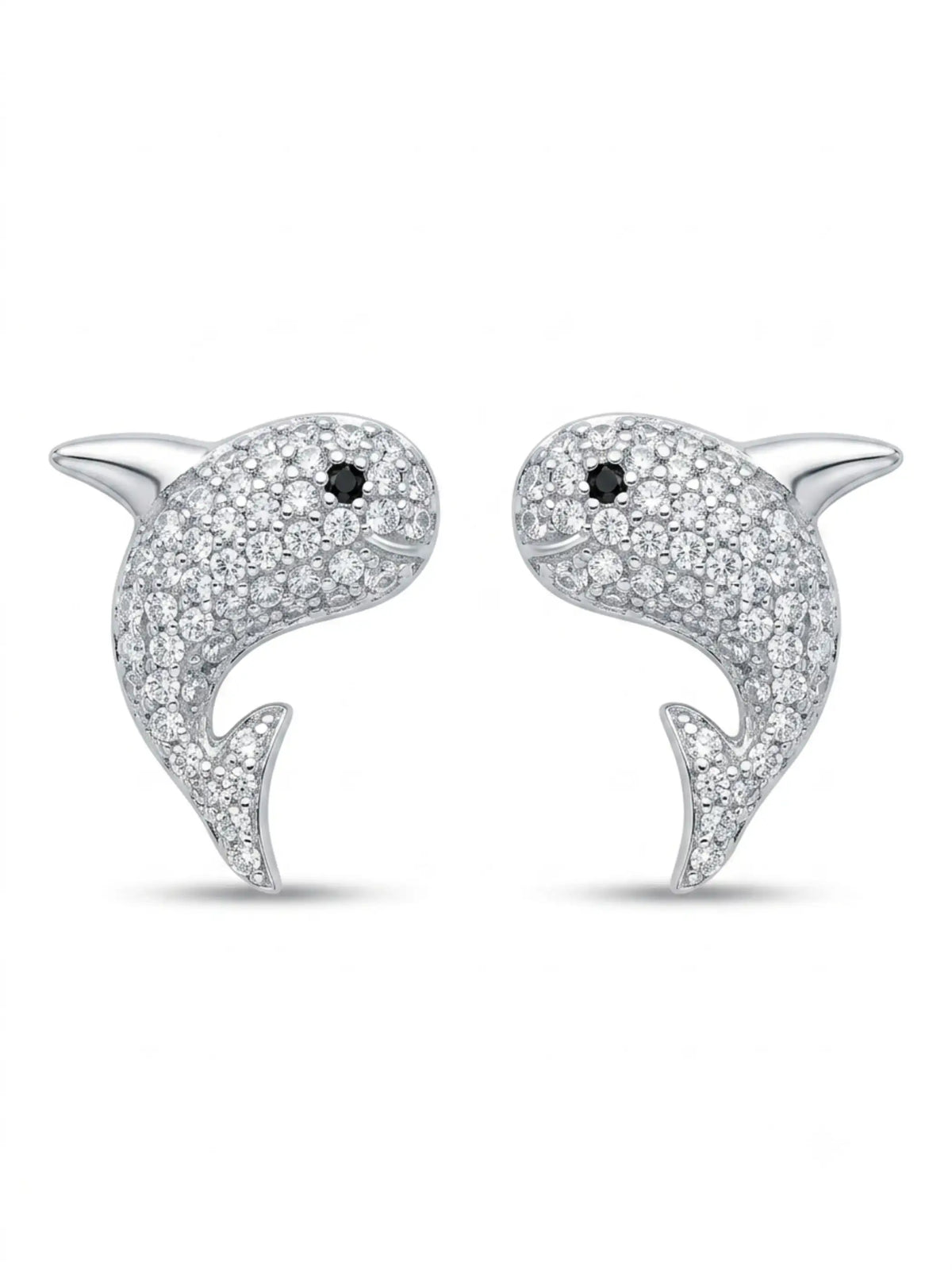 Stone-Set Dolphin Stud Earrings