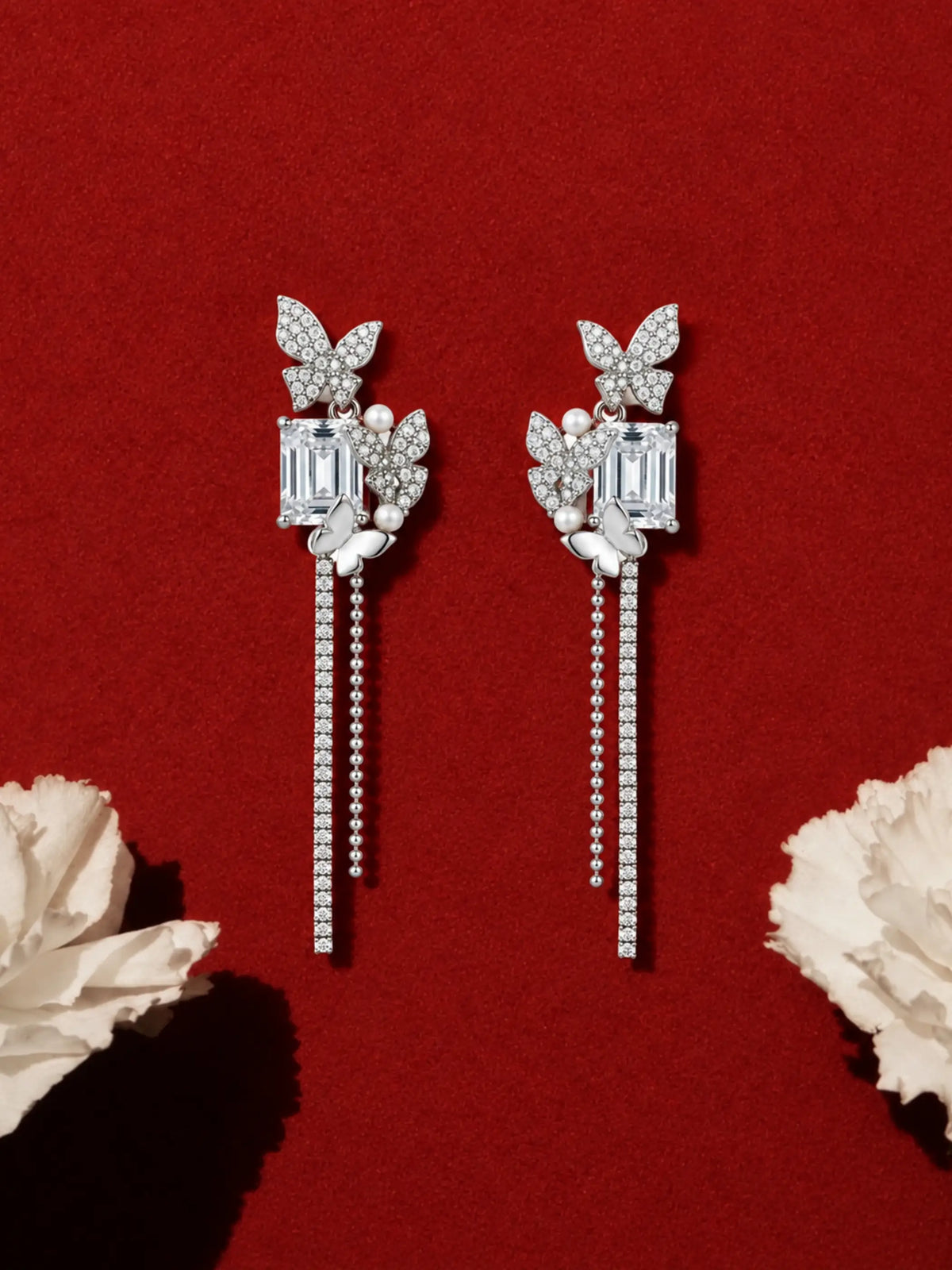 Butterfly Crystal Chain Earrings