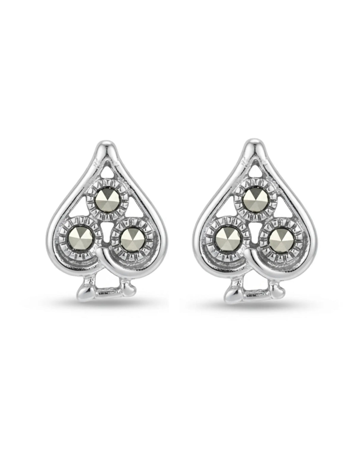 Teardrop Trio Marcasite Stud Earrings