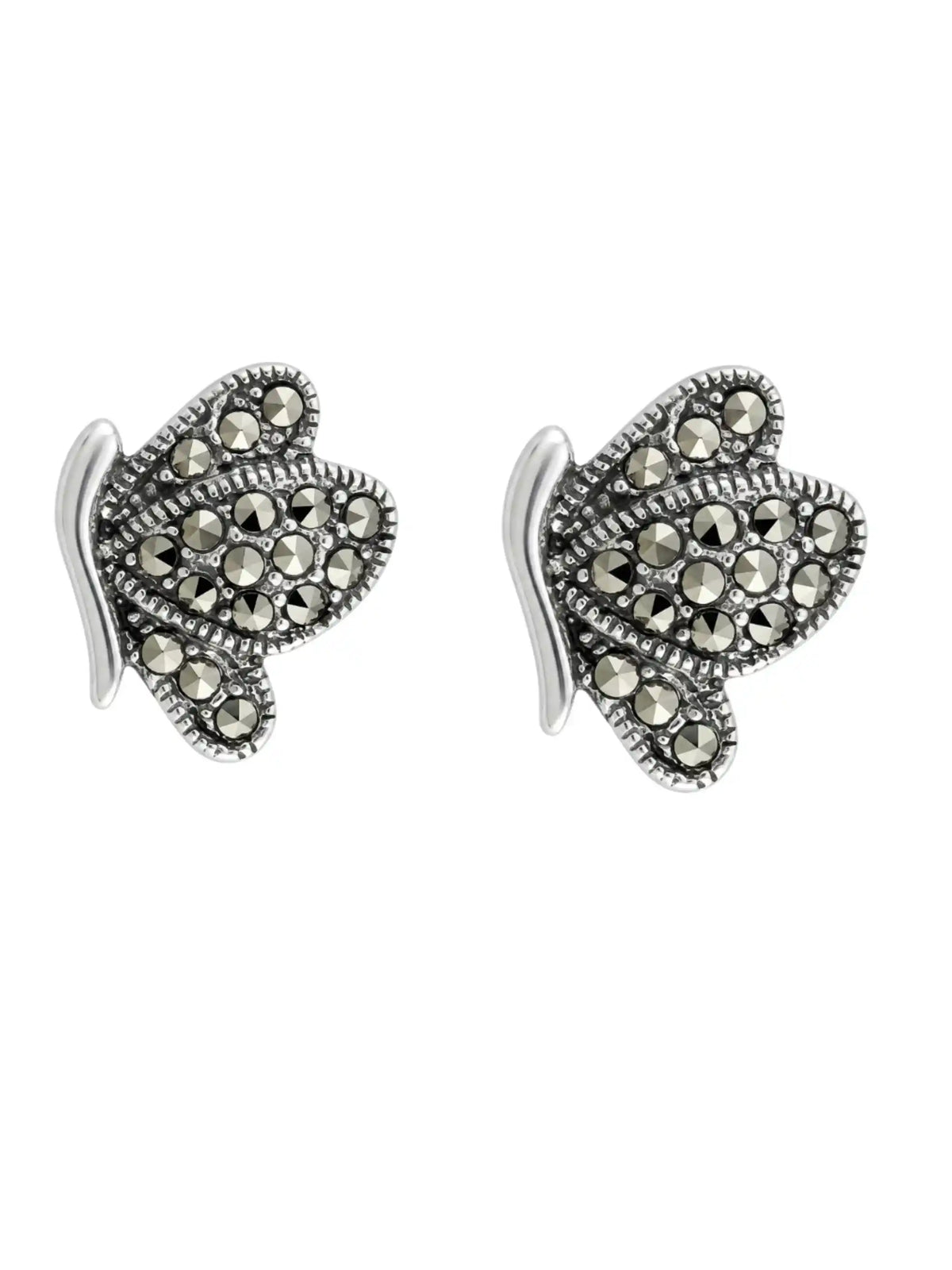 Winged Marcasite Butterfly Stud Earrings