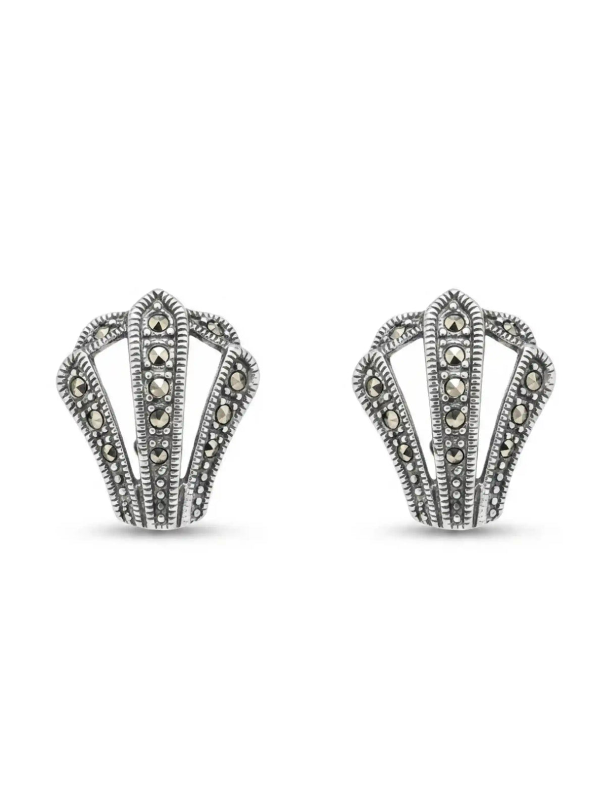 Radiating Fan Marcasite Stud Earrings