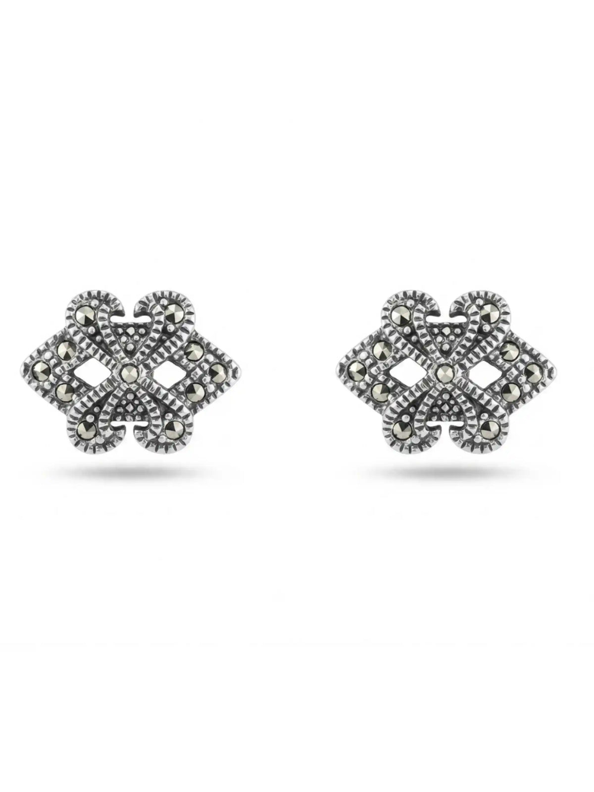 Open Clover Marcasite Stud Earrings