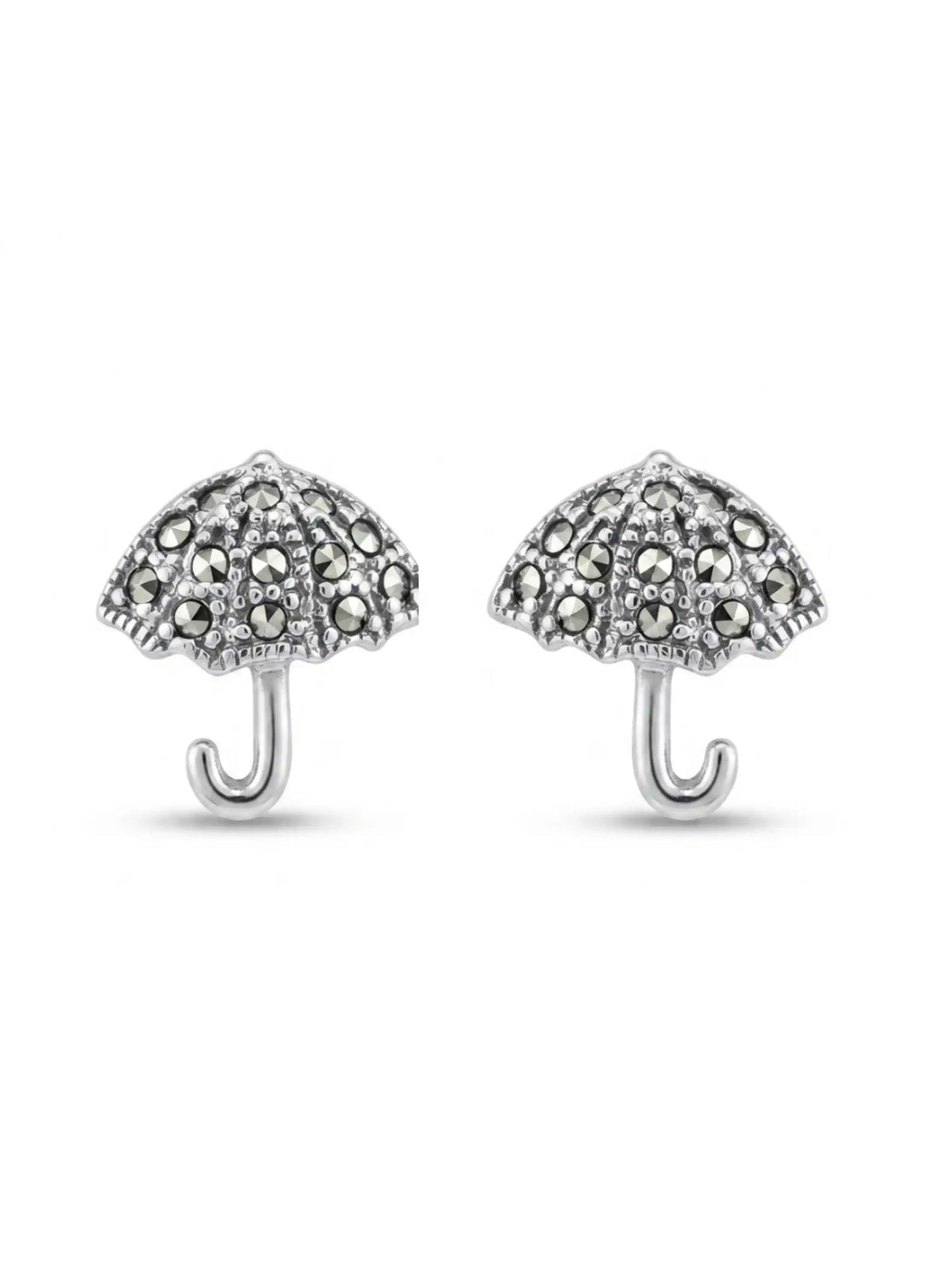 Sculpted Umbrella Marcasite Stud Earrings
