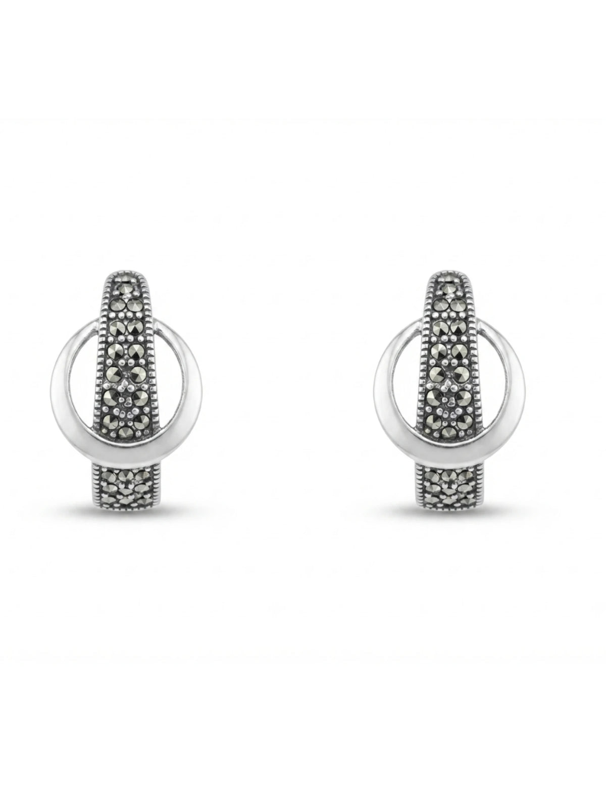 Looped Oval Marcasite Stud Earrings