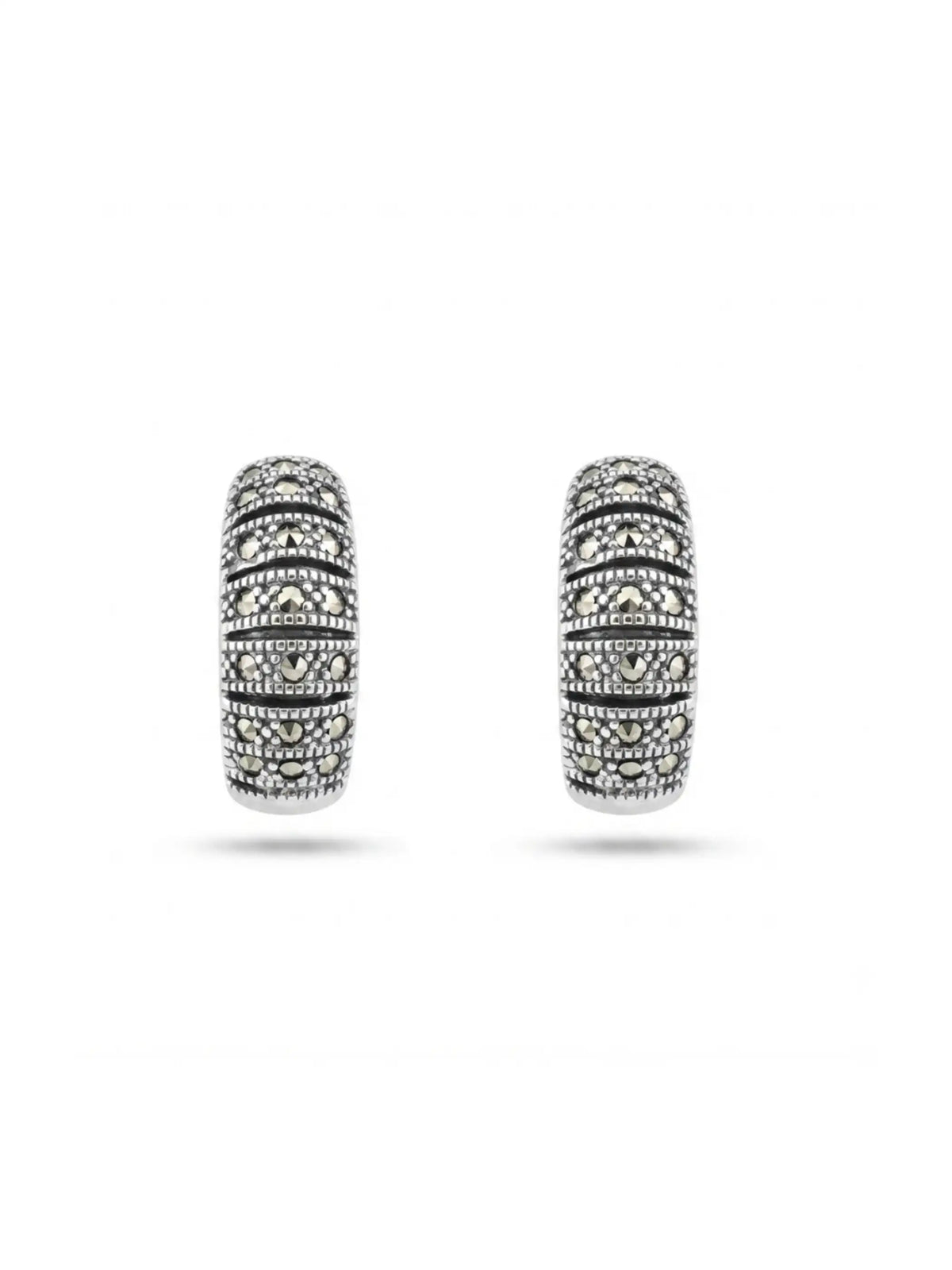 Arched Rib Marcasite Stud Earrings