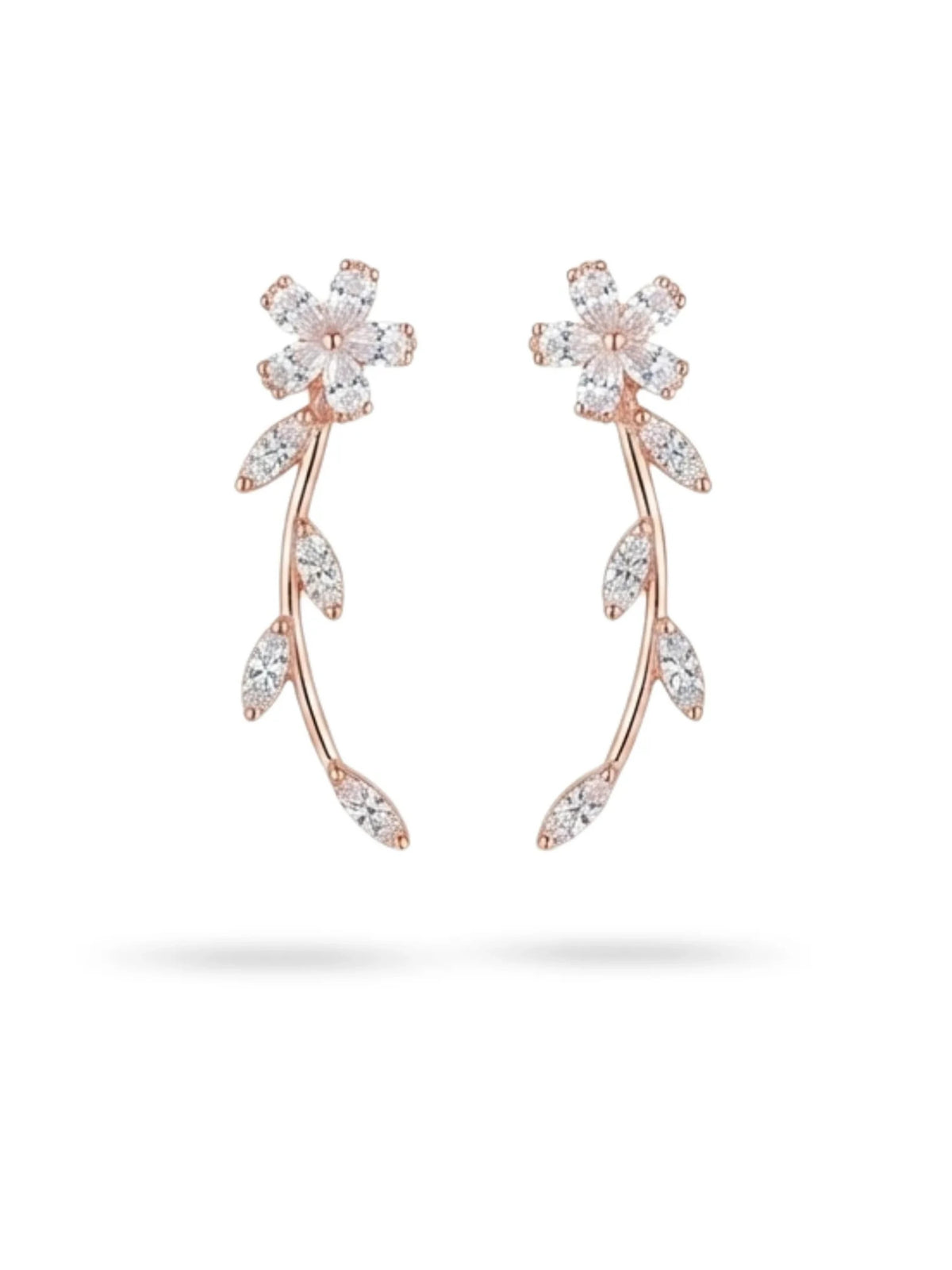 Rose-Gold Floral Vine Ear Climbers