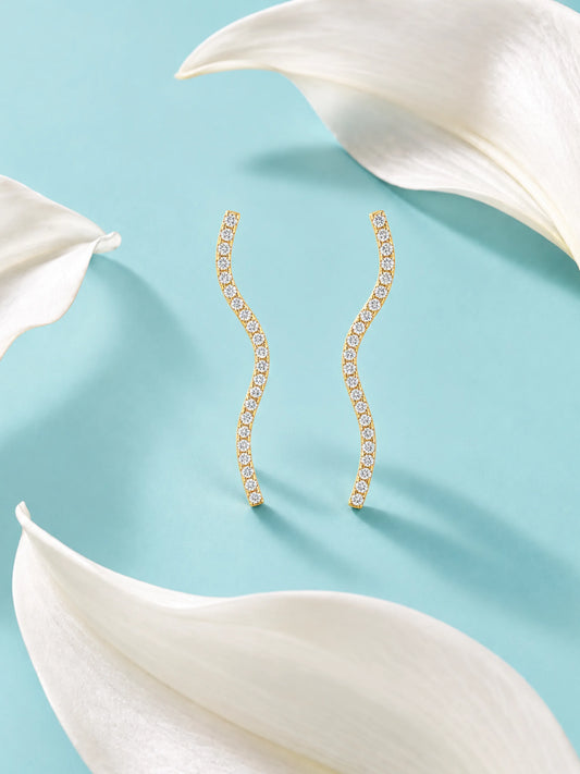 Gold-Tone Wave Ear Climbers